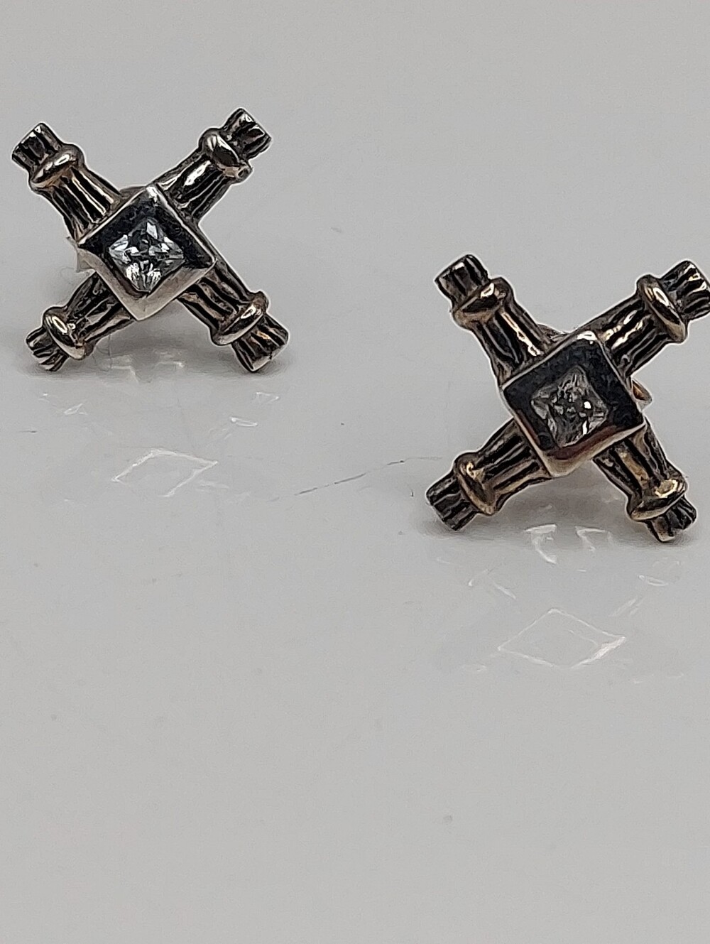 Sterling Silver St. Brigid's Cross Vtg Earrings. GC.